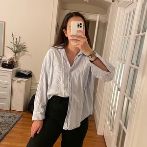 Zara Oxford-style shirt in blue and white stripes